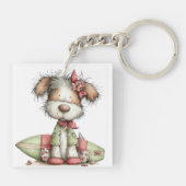 SCHATTIG WHIMSICAL ZOMERHOND OP SURFPLANK SLEUTELHANGER (Achterkant)