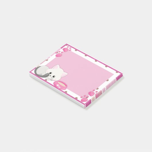 Schattig White Kitten Post-it® Notes (Schuin)