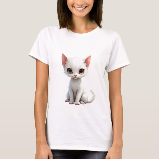 Schattig White Kitten T-shirt (Voorkant)