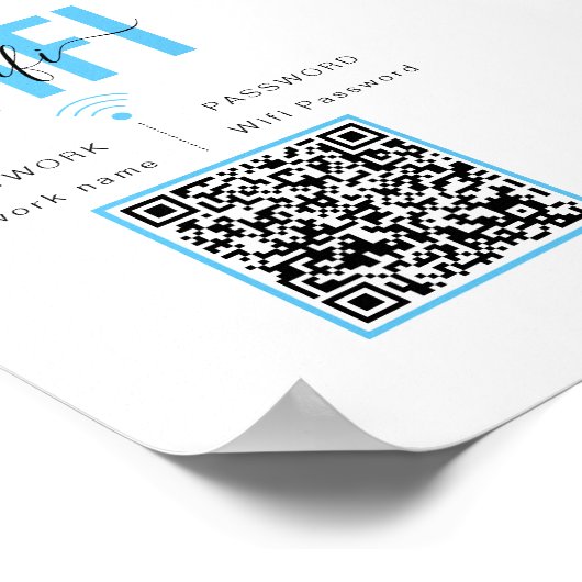 Schattig WiFi-netwerkwachtwoord | QR-code Poster (Hoek)