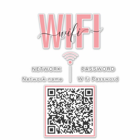 Schattig WiFi-wachtwoord teken | QR-code Sticker (Voorkant)