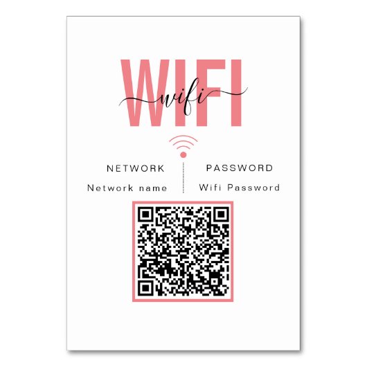 Schattig WiFi-wachtwoord teken | QR-codetabel Kaar Kaart (Voorkant)