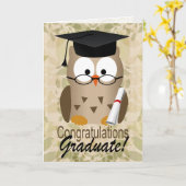 Schattig Wijze Uil Afstuderen Kaart (Gele Bloem)