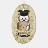 Schattig Wijze Uil Afstuderen Keramisch Ornament (Links)