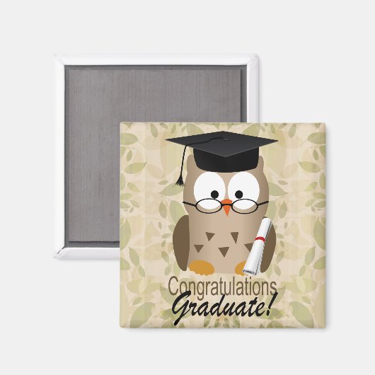 Schattig Wijze Uil Afstuderen Magneet (Voorkant / Achterkant)