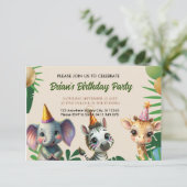 schattig wild oerwoud safari dieren kinderen Verja Kaart (Staand voorkant)