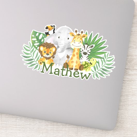 Schattig Wild One Safari Oerwoud Woodland Animals Sticker (Detail)