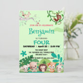 schattig wild safari zoo dieren oerwoud Verjaardag Kaart (Staand voorkant)