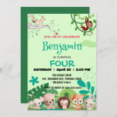 schattig wild safari zoo dieren oerwoud Verjaardag Kaart (Voorkant / Achterkant)