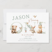 Schattig Wildebras Bos 1e Verjaardag Jongen Kaart (Voorkant)