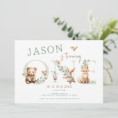 Schattig Wildebras Bos 1e Verjaardag Jongen Kaart (Staand voorkant)