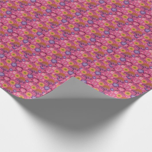 Schattig Wildflower Roze Baby shower Cadeaupapier (Hoek)