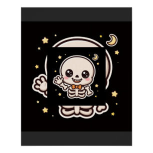Schattig Winkend Skelet Halloween Perfect Poster