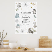 Schattig Winter Arctic Animals Baby shower Welkom Poster (Keuken)