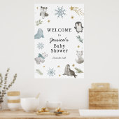 Schattig Winter Arctic Animals Baby shower Welkom Poster (Keuken)