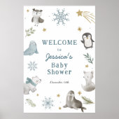 Schattig Winter Arctic Animals Baby shower Welkom Poster (Voorkant)