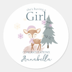 Schattig Winter Babyhert Vrouwelijk Jong Ronde Sticker