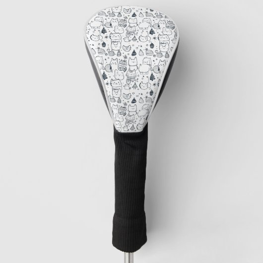 Schattig winter kerst doodle patroon (1) golfheadcover (Voorkant)