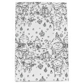 Schattig winter kerst doodle patroon (2) medium cadeauzakje (Voorkant)