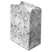 Schattig winter kerst doodle patroon (2) medium cadeauzakje (Achterkant Gekanteld)
