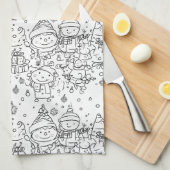 Schattig winter kerst doodle patroon (2) theedoek (Quarter Fold)