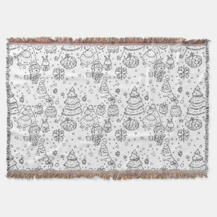 Schattig winter kerst doodle patroon (3) deken