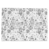 Schattig winter kerst doodle patroon (3) groot cadeauzakje (Achterkant)