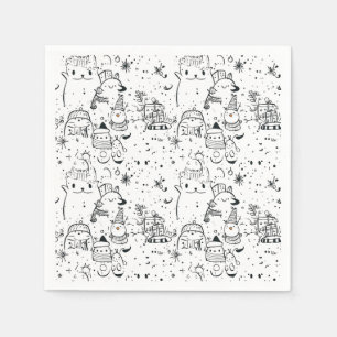 Schattig winter kerst doodle patroon (4) servet