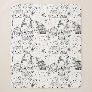 Schattig winter kerst doodle patroon (4) sherpa deken