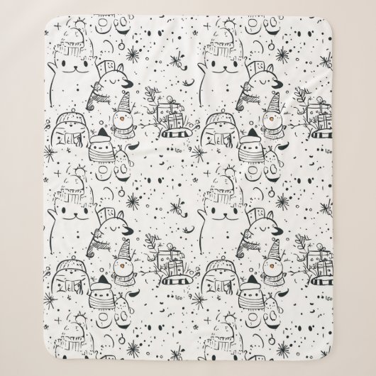 Schattig winter kerst doodle patroon (4) sherpa deken (Voorkant)