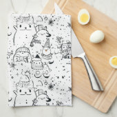 Schattig winter kerst doodle patroon (4) theedoek (Quarter Fold)