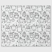 Schattig winter kerst doodle patroon (5) cadeaupapier (Vlak)