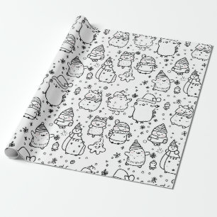 Schattig winter kerst doodle patroon (5) cadeaupapier
