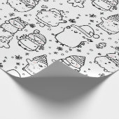 Schattig winter kerst doodle patroon (5) cadeaupapier (Hoek)