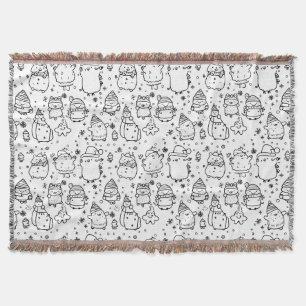 Schattig winter kerst doodle patroon (5) deken
