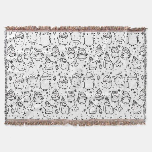 Schattig winter kerst doodle patroon (5) deken (Voorkant)