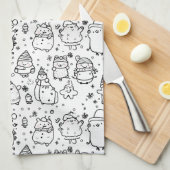 Schattig winter kerst doodle patroon (5) theedoek (Quarter Fold)