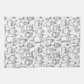 Schattig winter kerst doodle patroon (5) theedoek (Horizontaal)