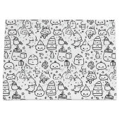 Schattig winter kerst doodle patroon (6) groot cadeauzakje (Voorkant)