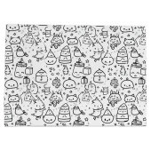 Schattig winter kerst doodle patroon (6) groot cadeauzakje (Achterkant)