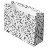 Schattig winter kerst doodle patroon (6) groot cadeauzakje (Achterkant Gekanteld)