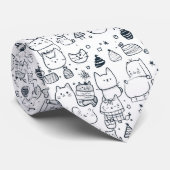 Schattig winter Kerst doodlepatroon (1) Stropdas (Opgerold)