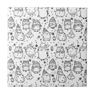 Schattig winter Kerst doodlepatroon (5) Tegeltje