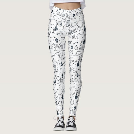 Schattig winter kerstdoodlepatroon (1) leggings (Voorkant)