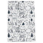 Schattig winter kerstdoodlepatroon (1) medium cadeauzakje (Voorkant)