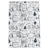 Schattig winter kerstdoodlepatroon (1) medium cadeauzakje (Achterkant)