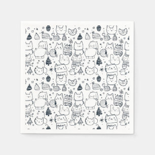 Schattig winter kerstdoodlepatroon (1) servet