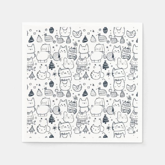 Schattig winter kerstdoodlepatroon (1) servet (Voorkant)