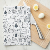 Schattig winter kerstdoodlepatroon (1) theedoek (Quarter Fold)