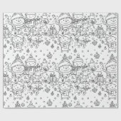 Schattig winter kerstdoodlepatroon (2) cadeaupapier (Vlak)
